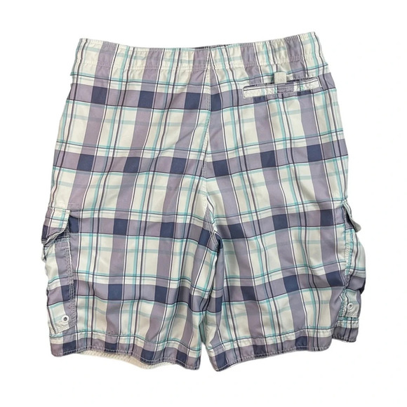 SH623 Mens Abercrombie & Fitch AF Lined Cargo Plaid Swim Trunks XL - Picture 4 of 5